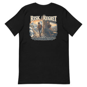 black unisex T-shirt, back view