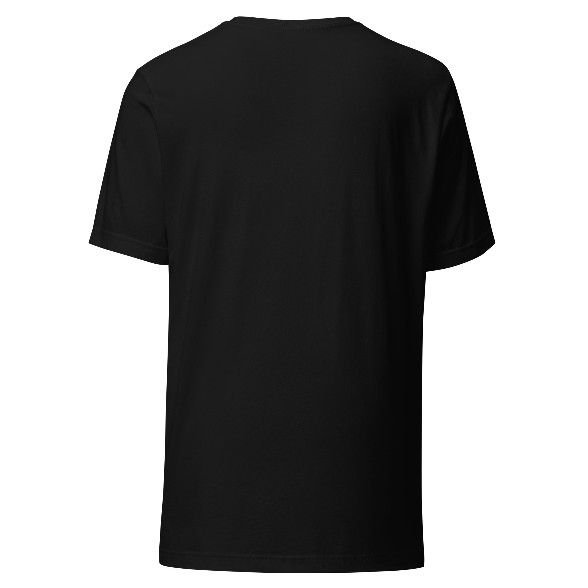 Black unisex T-shirt, back view
