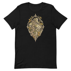 black unisex T-shirt, front view