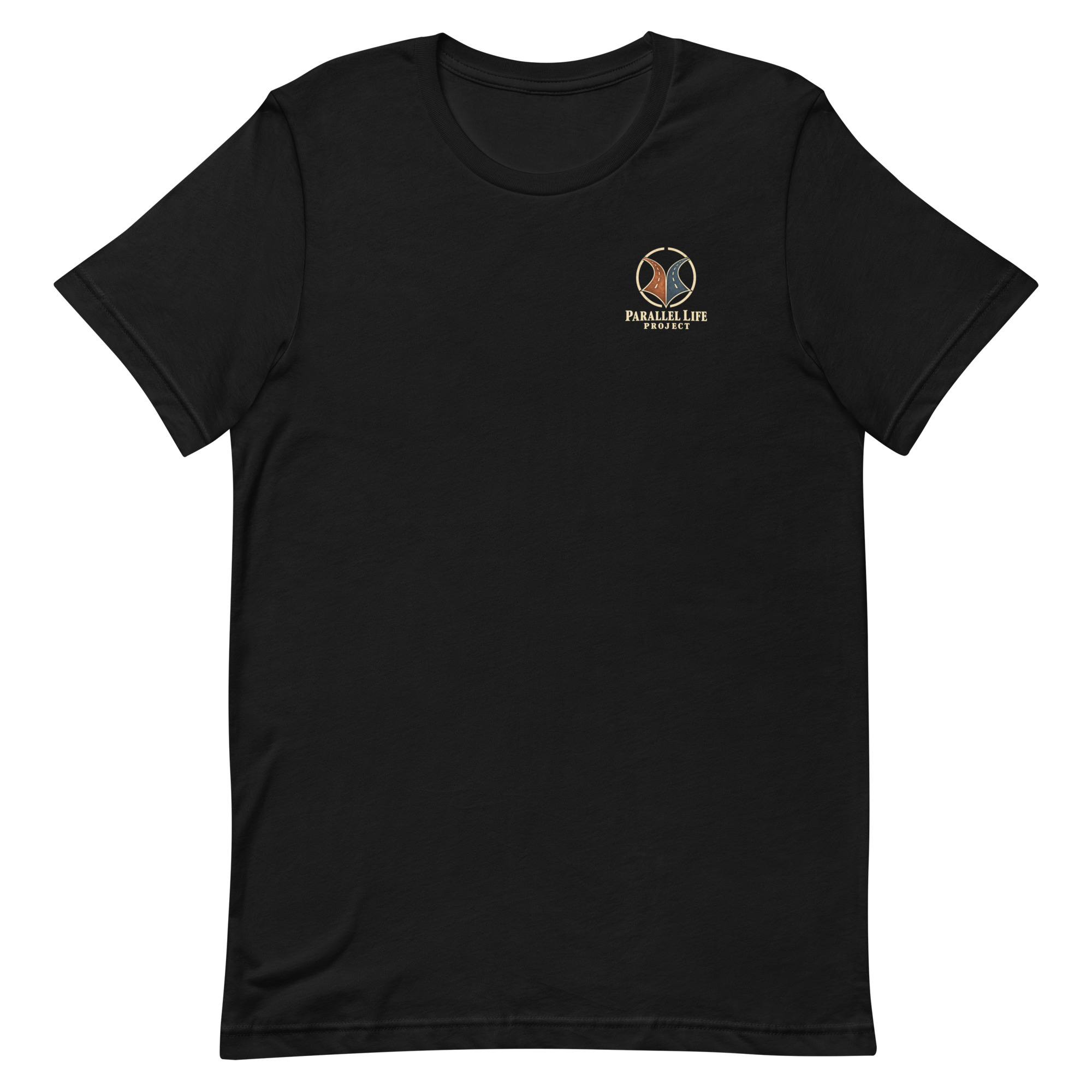 black unisex T-shirt, front view