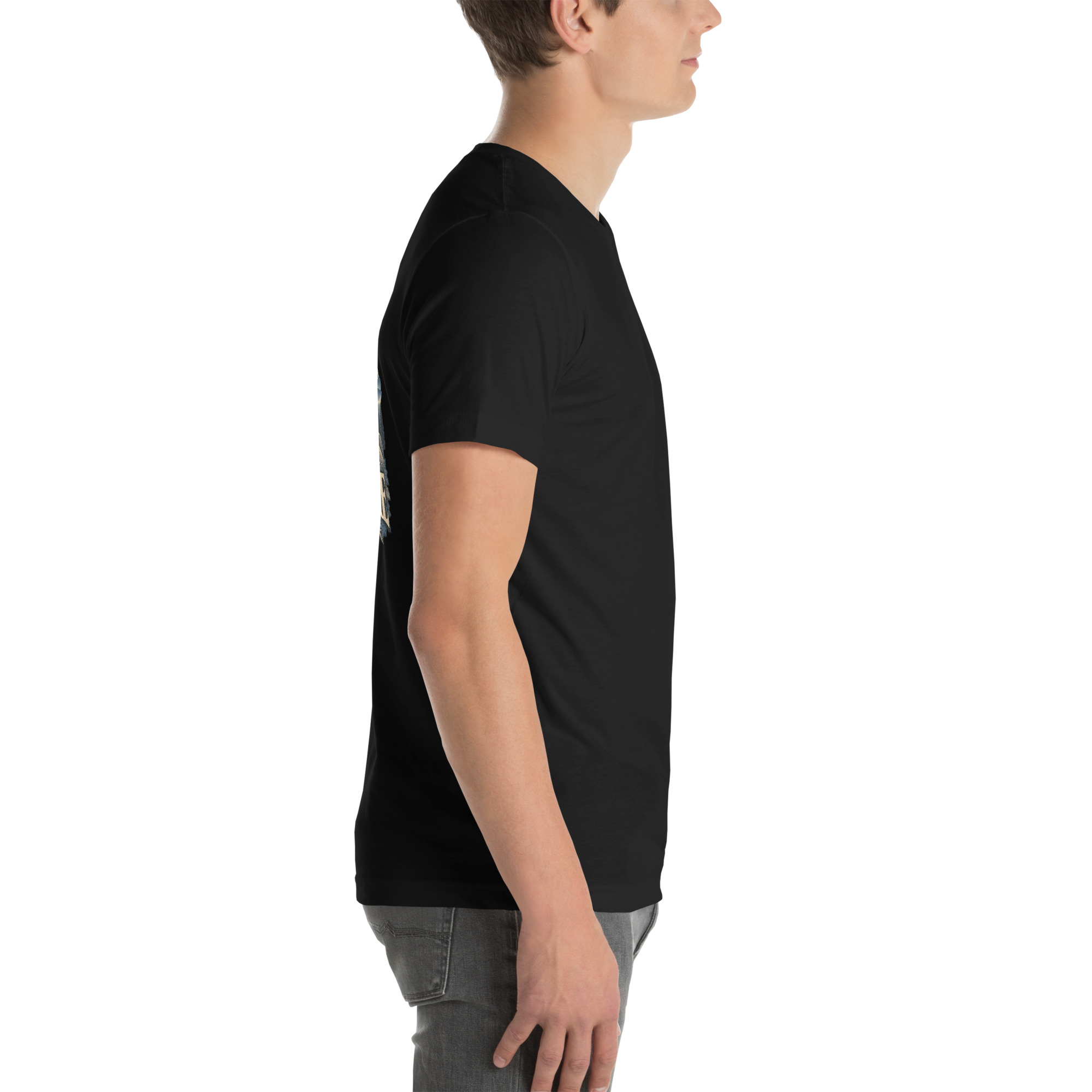Black unisex T-shirt, right view