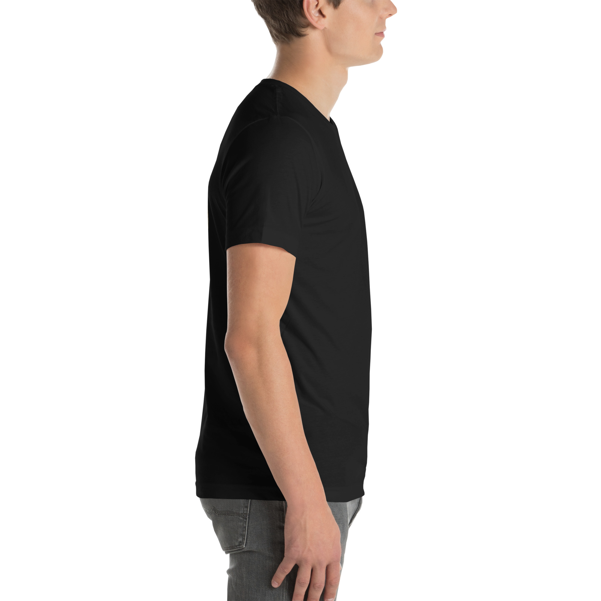 Black unisex T-shirt, right view
