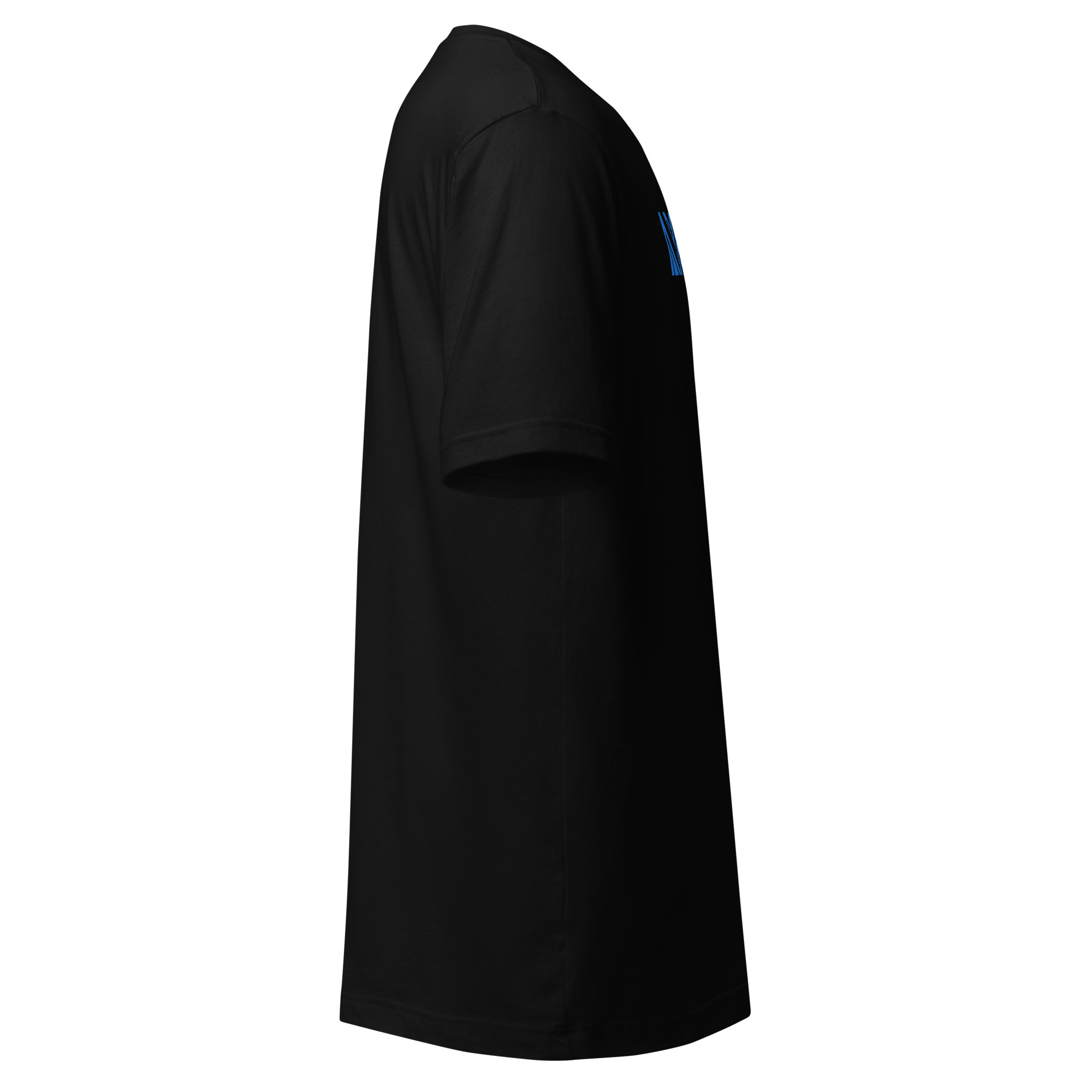 Black unisex T-shirt, right side view