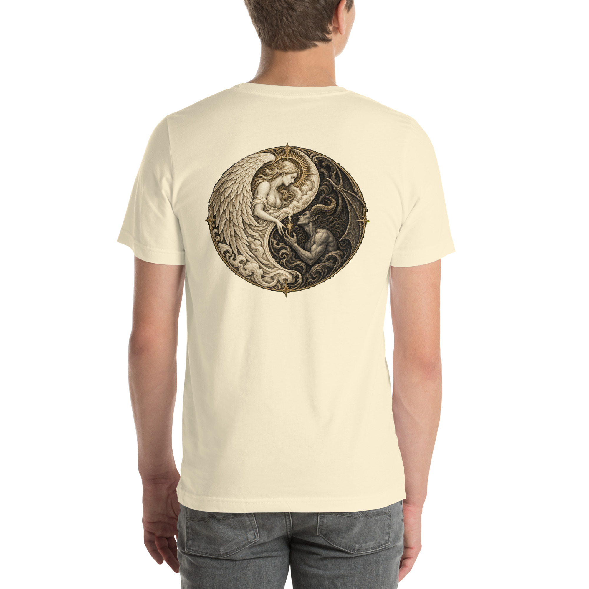 Natural unisex T-shirt, back view