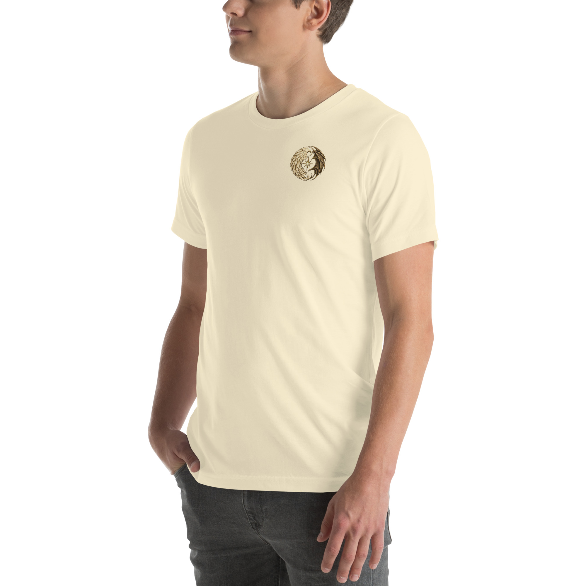 Natural unisex T-shirt, left front view