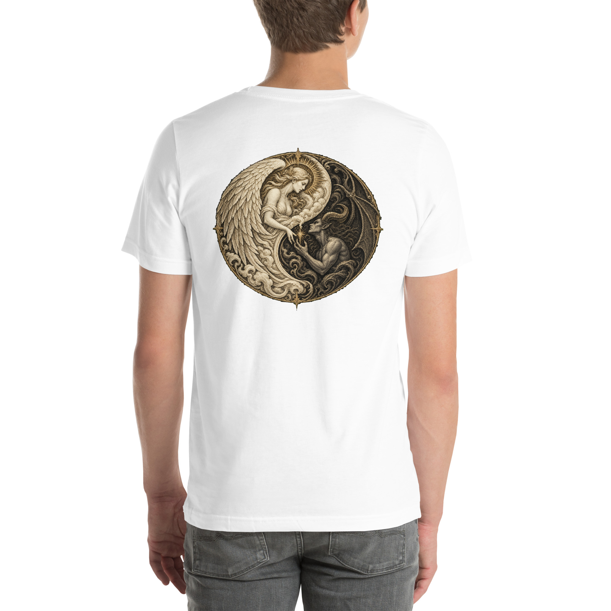 White unisex T-shirt, back view