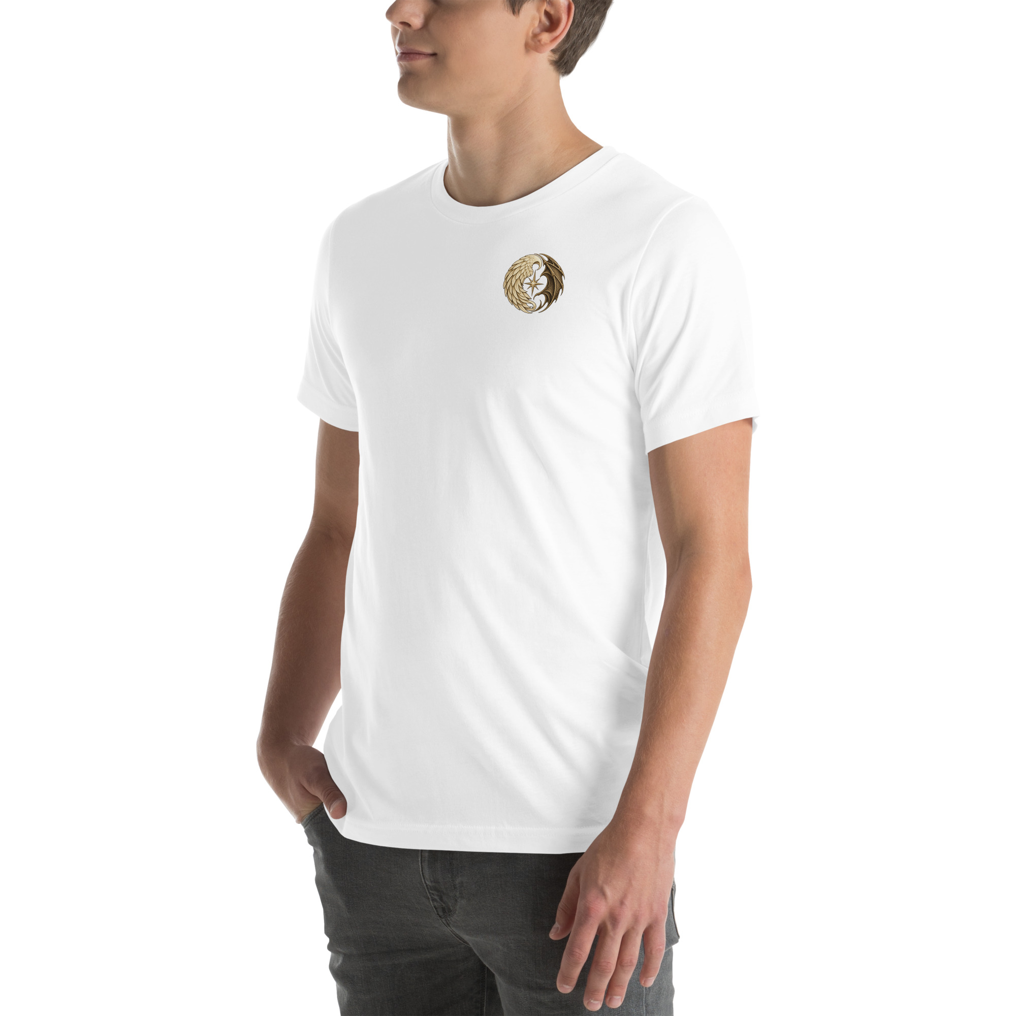 White unisex T-shirt, left front view