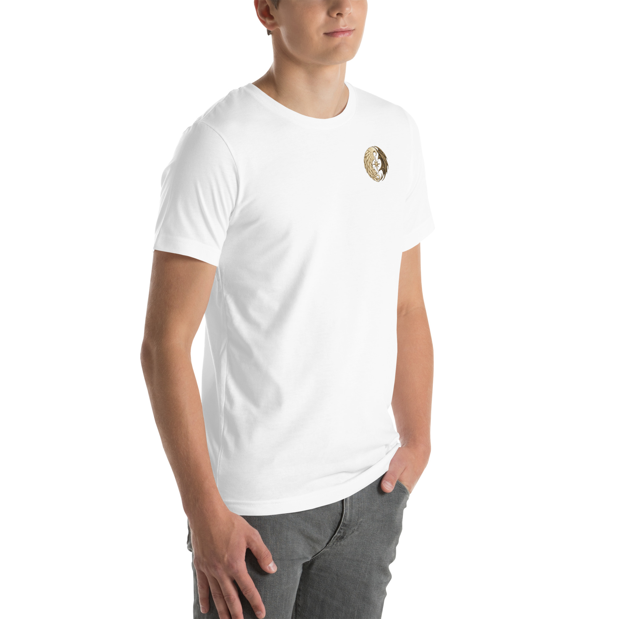 White unisex T-shirt, right front view