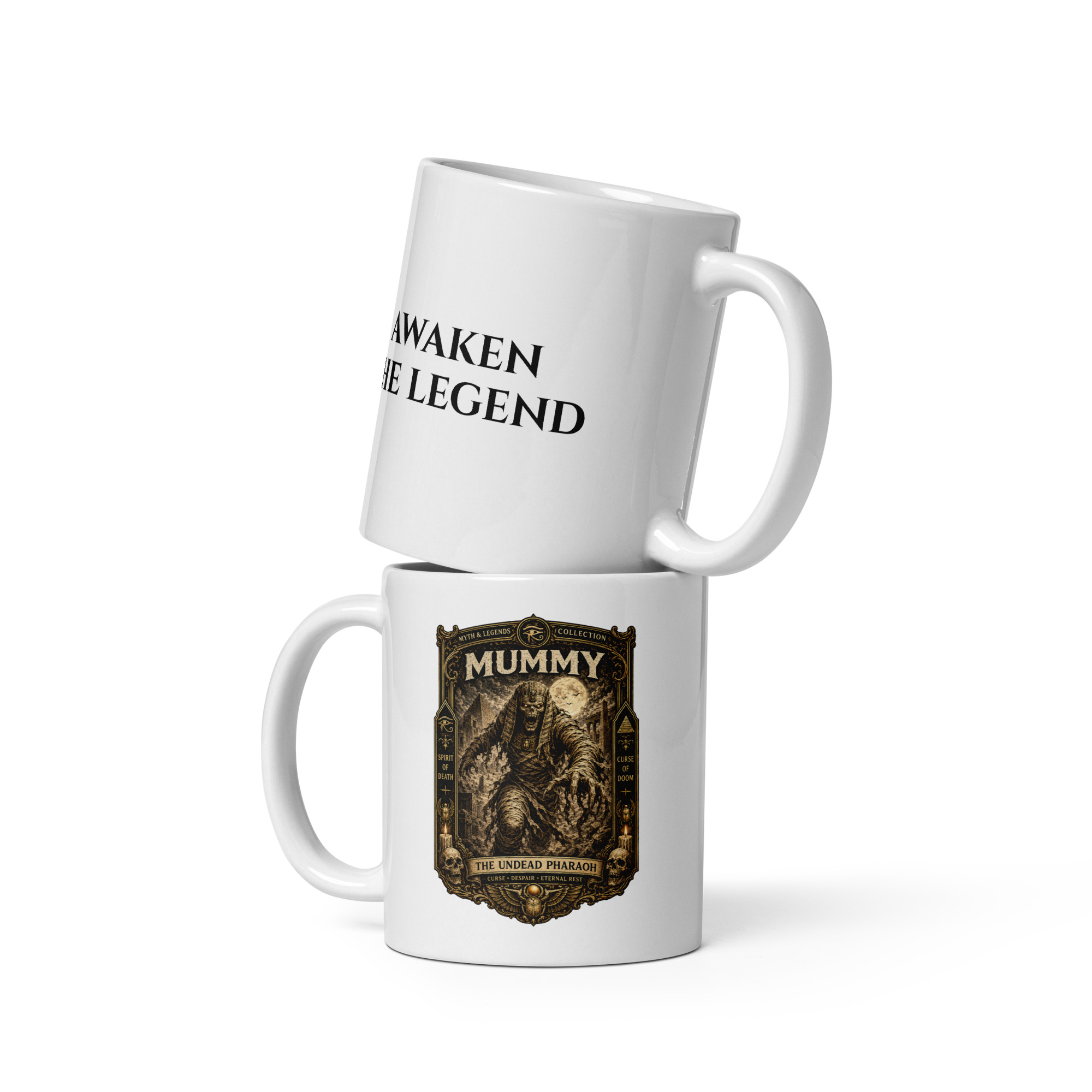 Mummy 11 oz mug, showing the artwork and saying on opposite sides